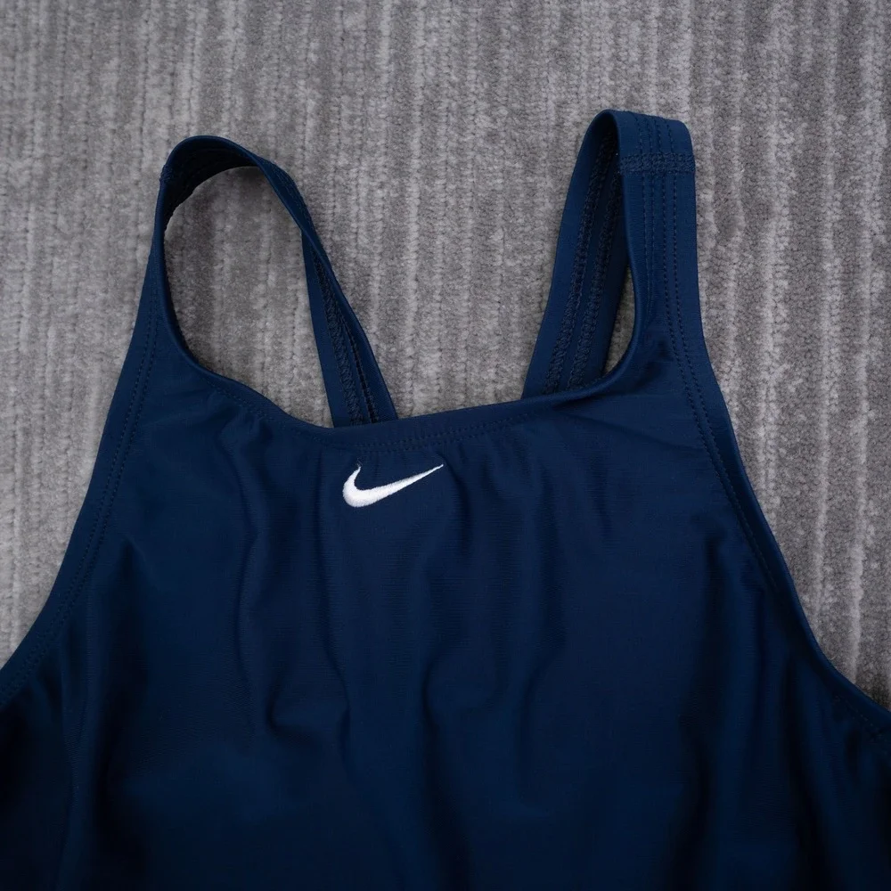 Nike Womens Navy Blue Racerback One Piece Swimsuit NESS8370 Size 36/10